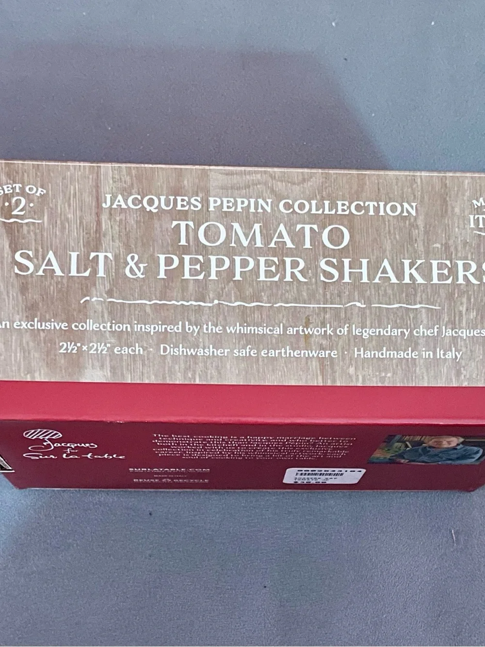 Jacques Pepin Sur La Table Red Ceramic Tomato Salt & Pepper Shakers